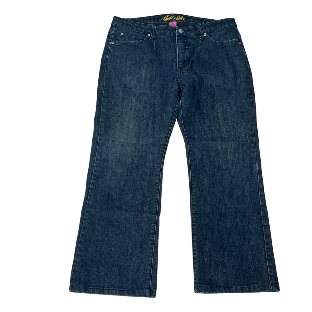 Bill Blass Jeans Womens 14P Dark Wash Stretch Bootcut Circular Fit Indigo Denim